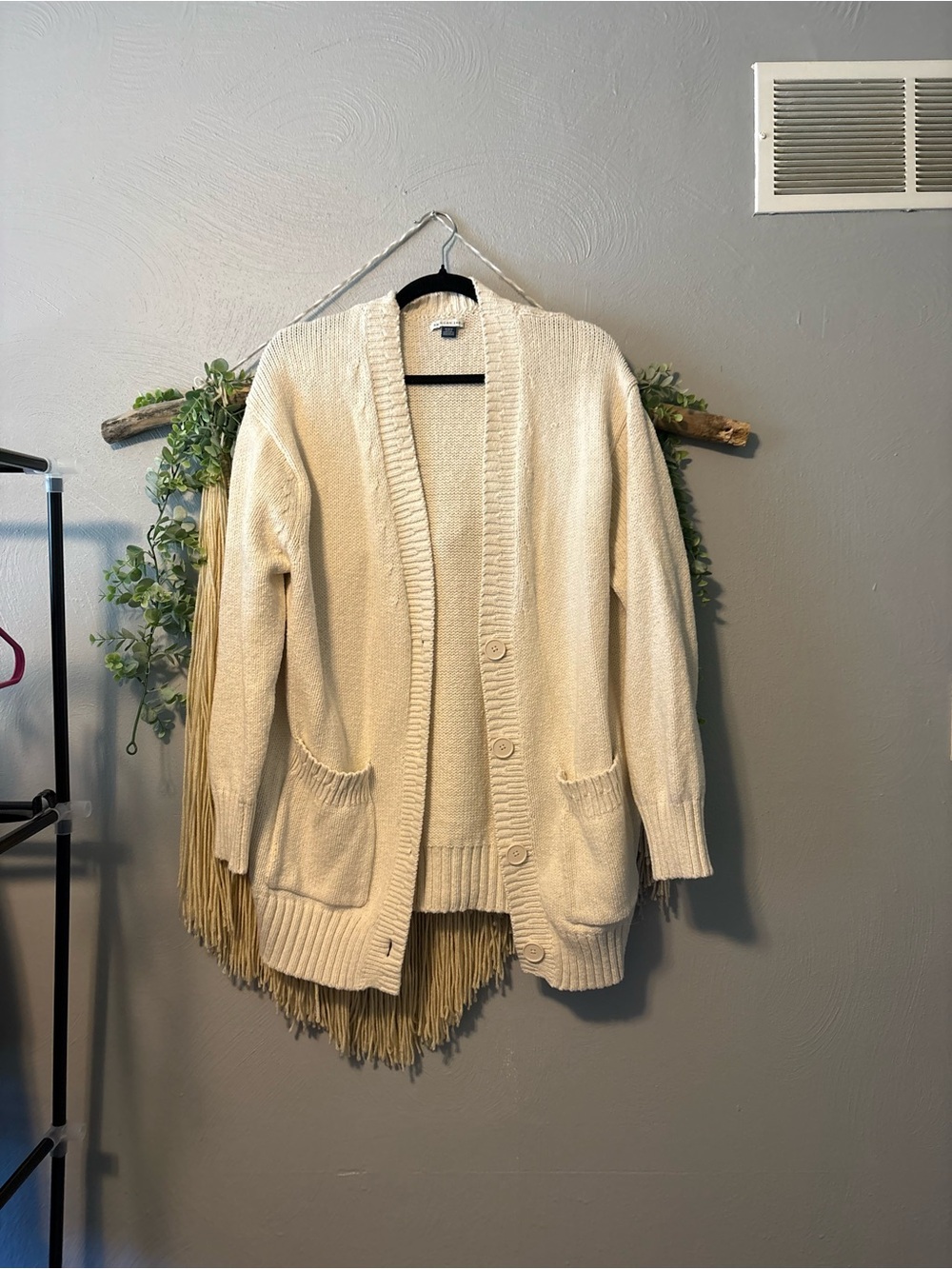 American Eagle Outfitters Cream Button-Front Cardigan